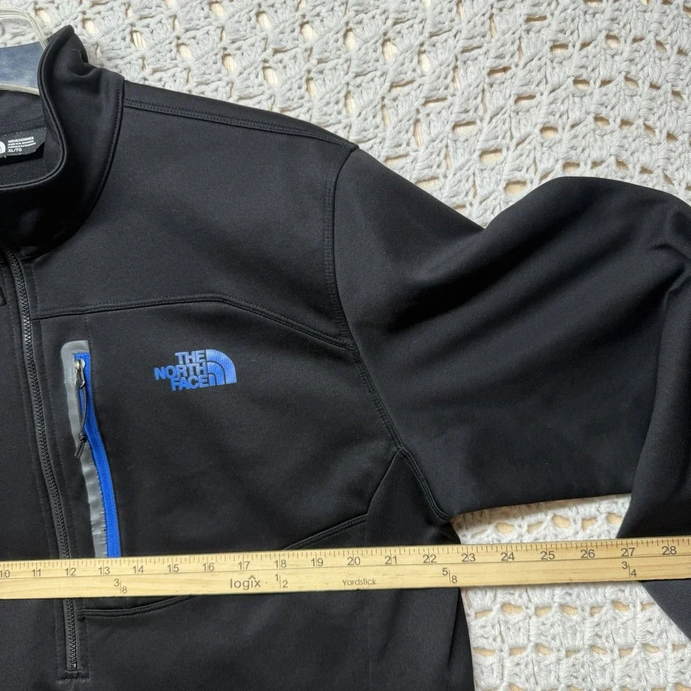 The North Face 1/4 Zip  Mens Jacket Size XL Black Blue Zipper Pullover Logo